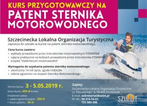 Szczecinecka Lokalna Organizacja Turystyczna zaprasza wszystkich chętnych do wzięcia udziału w kursie na patent sternika motorowodnego.